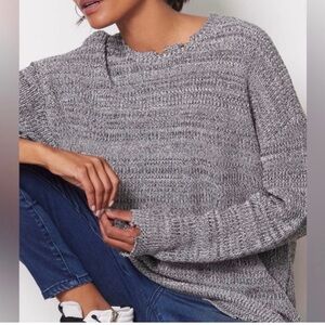 Pistols Eve Distressed Marled Black White Crew Neck Sweater Size Small